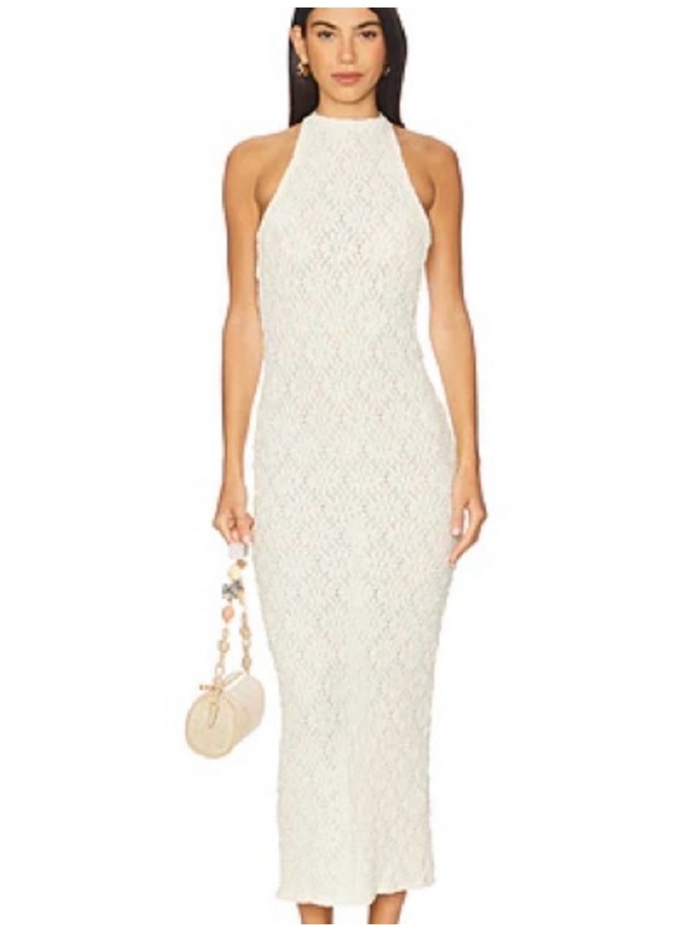 Lioness Cream Halter Lace Maxi Dress